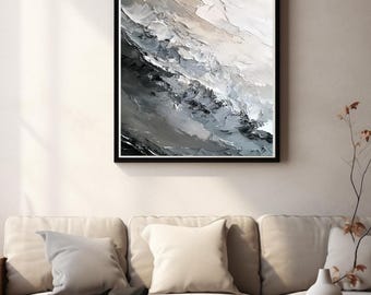 Printable Abstract Oil Painting, Minimalist Art Print, Digital Download Wall Art, Vintage Abstract Sunset Print, Abstract Artwork, Beach Art