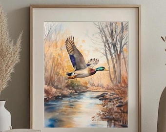 Watercolor Mallard Duck Downloadable Print, Mallard Duck Picture, Watercolor Artwork, Mallard Duck, Digital Download,