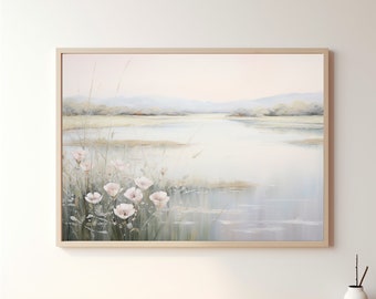 Vintage Landscape Oil Painting, Printable Landscape Painting, Vintage Landscape Art Print, Digital Download Wall Art, Vintage Pond Print