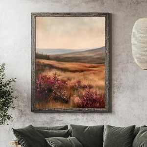 Wildflower Field Landscape Oil Painting, Printable Wildflower Painting, Vintage Landscape Art Print, Digital Download Wall Art