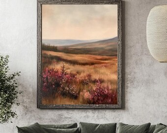 Wildflower Field Landscape Oil Painting, Printable Wildflower Painting, Vintage Landscape Art Print, Digital Download Wall Art