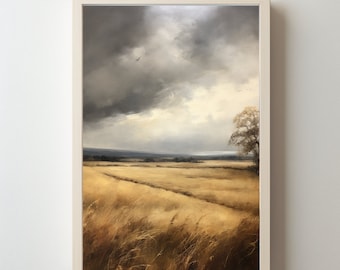 Vintage Landscape Oil Painting, Printable Landscape Painting, Vintage Landscape Art Print, Digital Download Wall Art