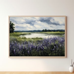 Wildflower Field Landscape Oil Painting, Printable Wildflower Painting, Vintage Landscape Art Print, Digital Download Wall Art