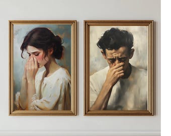 Funny Bathroom Art Print Set, Toilet Humor, Downloadable Wall Art, Trendy Bathroom Prints, Vintage Painting, Digital Download