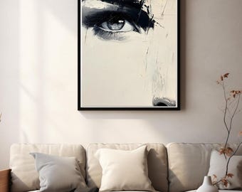 Lover's Eye Art Print, Human Eye Illustration, Moody Neutral Printable Wall Art, Oil Painting Wall Art, Eclectic Decor, Digital Download