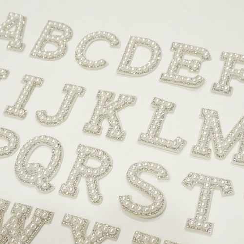 White Pearl and Rhinestone Letter Patches for Iron On Etsy
