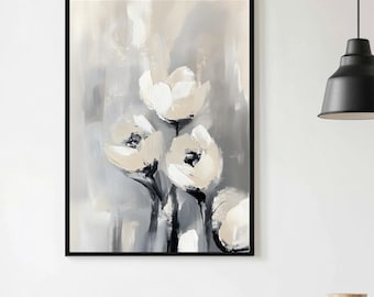 Floral Abstract Painting, Downloadable Botanical Artwork, Vintage Floral Oil Printable, Digital Download Wall Art, Oil Painting