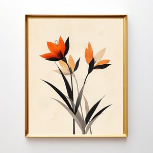 Abstract Botanical Art Prints, Downloadable Botanical Artwork, Abstract Flowers in Vase Art Print, Modern Artwork, Digital Download Wall Art
