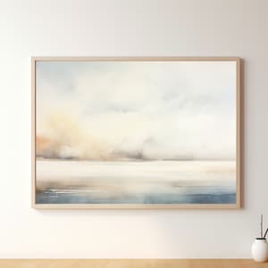 Printable Abstract Landscape Oil Painting, Minimalist Art Print, Digital Download Wall Art, Vintage Abstract Sunset Print
