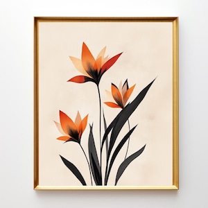 Abstract Botanical Art Prints, Downloadable Botanical Artwork, Abstract Flowers in Vase Art Print, Modern Artwork, Digital Download Wall Art