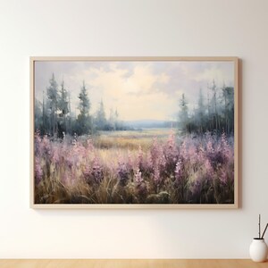 Wildflower Field Landscape Oil Painting, Printable Wildflower Painting, Vintage Landscape Art Print, Digital Download Wall Art