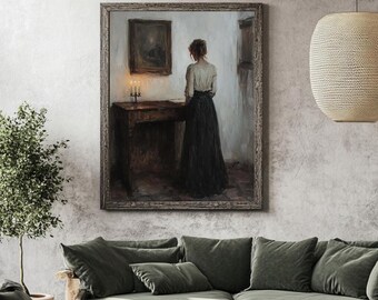 Printable Antique Portrait Painting of Women Reading, Oil Painting Women Reading, Vintage Painting of Women Reading, Digital Download