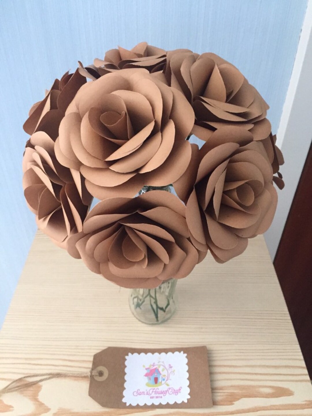 Chocolate Brown Paper Rose Bouquet With Bottle Vase - Etsy