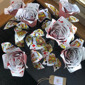 Playing Card Roses, 6 Roses Bouquet: Alice in Wonderland Casino Decor ...