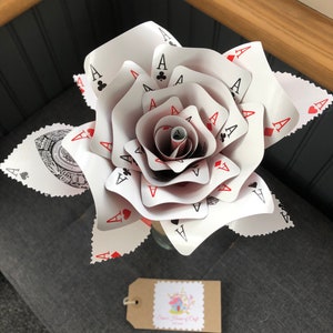 Karta do gry Aces, róża + wazon z butelką, róża z motywem Alicji w Krainie Czarów, dekoracja wieczoru pokerowego, impreza w stylu kasyna, prezenty Ace