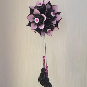 Origami, kusudama paper flower ball black and pink perfect for home Decor, office decor origami ornament