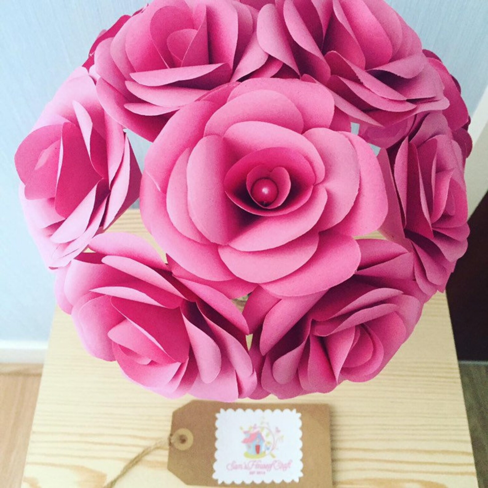 Paper Roses X10 Made From Pink Themed Paper Bottle Vase - Etsy
