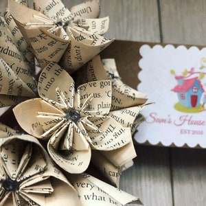 10 Origami, kusudama paper flower lights home Decor, office decor, fairy lights book page paper
