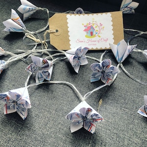 Set di 20 Origami a tema metropolitana di Londra, luci di fiori di carta kusudama Decorazioni per la casa, decorazioni per ufficio, carta per pagine di libri di lucine