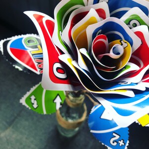 Handcrafted Playing Card Rose in Bottle Vase: Alice in Wonderland Decor