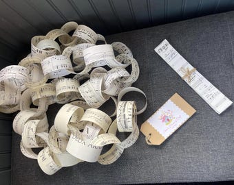 Kit de cadena de papel con partituras: guirnalda vintage DIY, decoración navideña