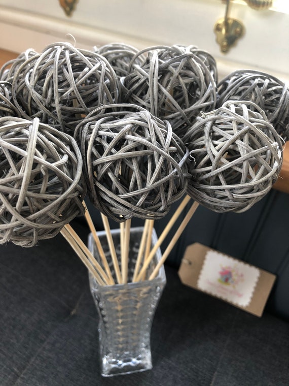 6 Palline In Rattan Decorativo - 7cm - Per Feste, Matrimoni E Centrotavola