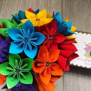 Set of 20 Origami Kusudama Flower Fairy Lights: Rainbow Paper Home Decor