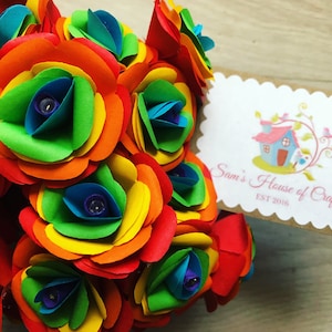 set of 20 Origami Rose Fairy Lights: Rainbow Paper Flower Home Decor