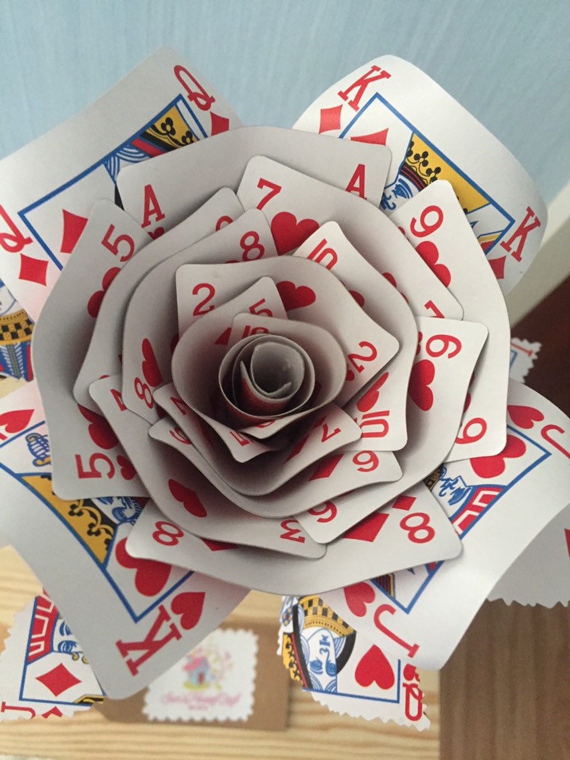 Playing card rose bottle vase red suit hearts and diamonds | Etsy