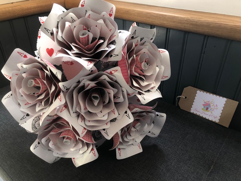 Playing Card Rose Bouquet: Handmade Wedding Flower, Handheld Bouquet - Etsy