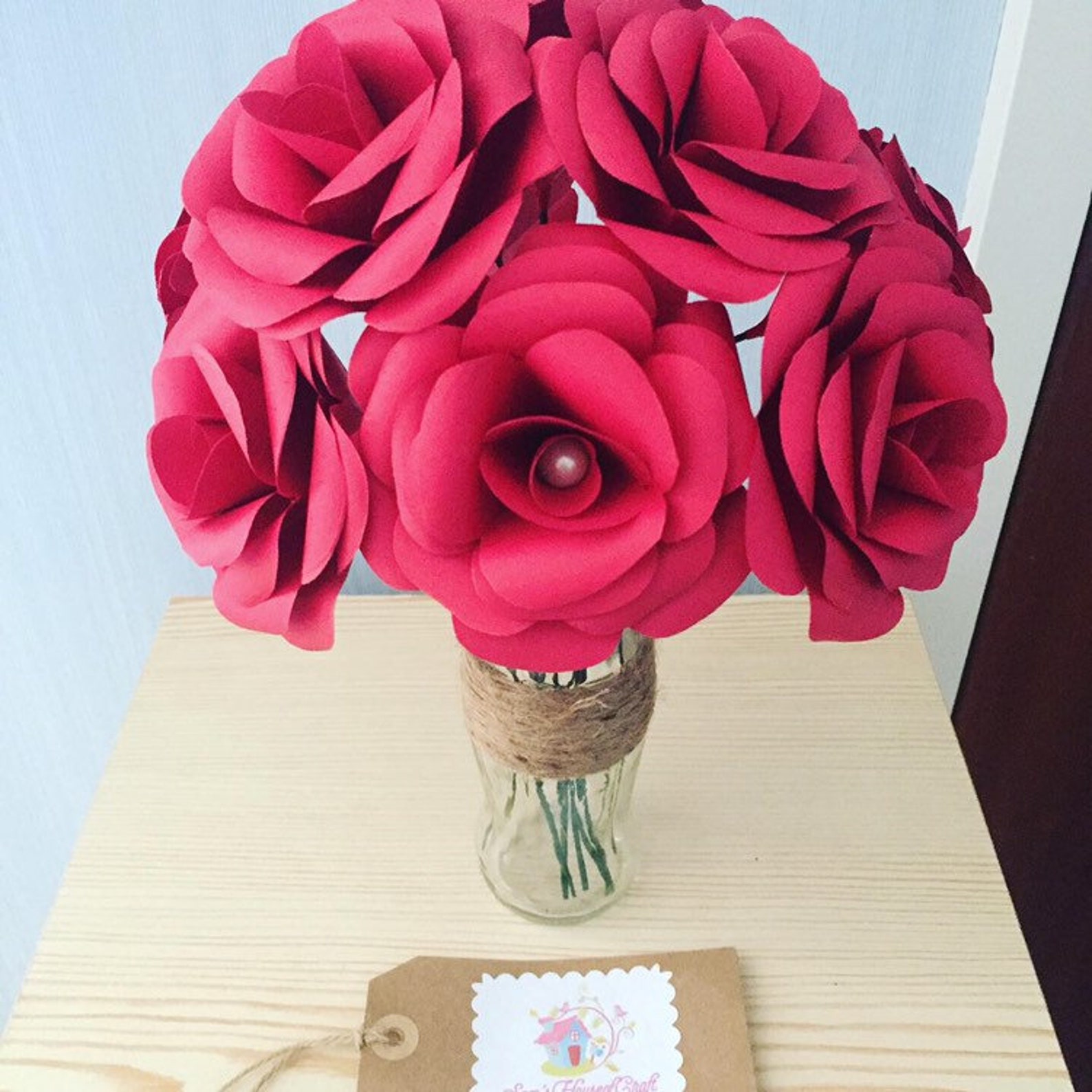 Paper Roses X10 Made From Red Paper Bottle Vase Home Decor - Etsy