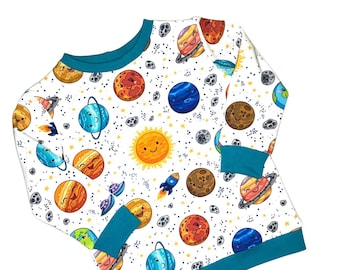 Organic Sweatshirt - Happy planets | Long Sleeve | Kids Jumper | Kids Clothes | Fun Kids Clothes | Space