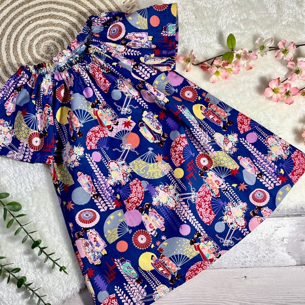 Kimono Girls Dress, Japanese Print Dress, Kimono Fabric, Inspired by Japan, Kawaii Baby Dress