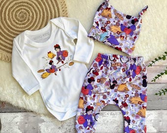 Kiki's Delivery Service Baby Gift Set: Kawaii Leggings, Bodysuit & Hat