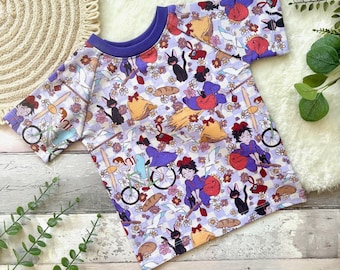 Kiki's Delivery Service Kids T-Shirt: Handmade Cotton Raglan Tee, Anime Fan Clothes