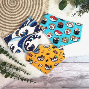 Kawaii Baby Bib Set: Japanese Sushi, Wave, Ramen Designs