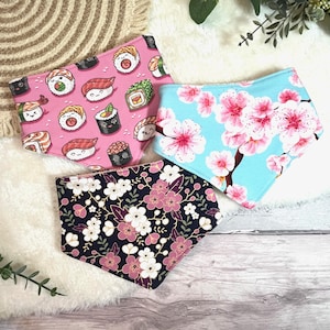 Kawaii Baby Bib Gift Set: Japanese Sushi & Blossom Designs