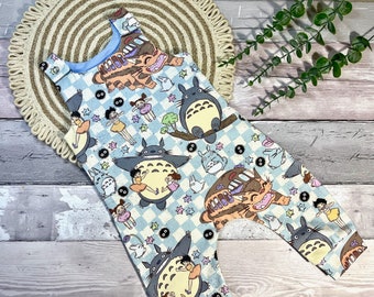 Totoro Baby Dungarees, Baby Clothes Inspired by Japan, Kawaii Toddler Dungarees, Baby Romper, Organic Baby Clothes (New Fabric Design)
