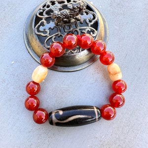 Carnelian Tibet Agate Yellow Butterscotch Agate  Beaded Sketch Necklace,Feng Shui Jewelry, Gift for Her/Him