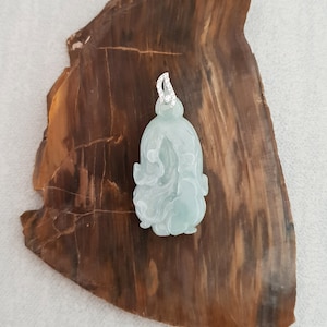 Green Jadeite Jade Cabbage Pendant Necklace, Grade A Type A Jade Burma Jade Carved Jewelry
