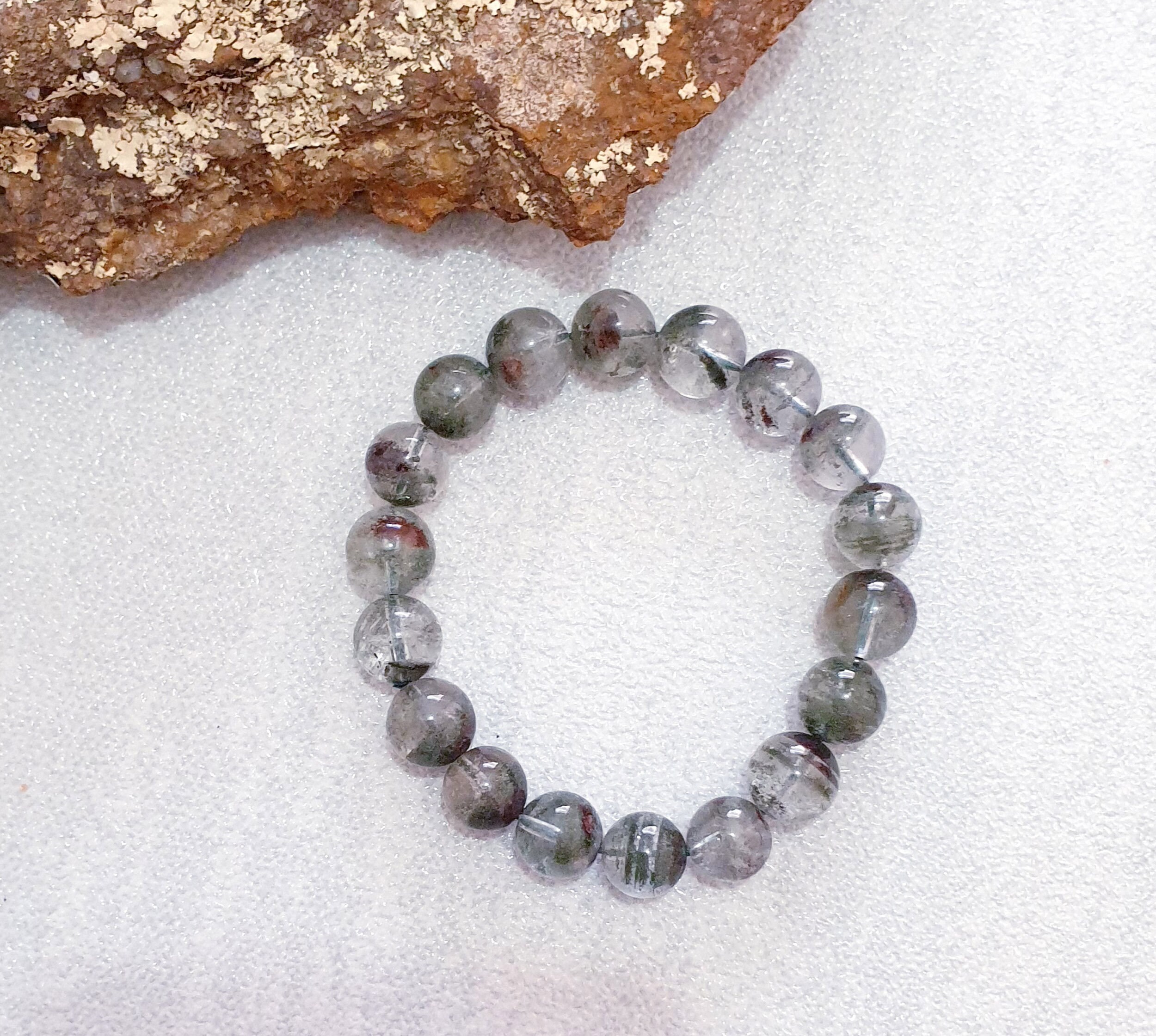 12 mm AAA Genuine Green Phantom Quartz Bracelet, Gemstone Stretch Bracelet, Crystal Healing, Gift for Him/Her