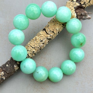 Groene chrysopraas stretcharmband: natuurlijke edelsteen, kristalgenezing