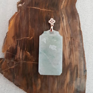 Grüne Jadeit Jade Amulett Anhänger Halskette, Klasse A Typ A Jade geschnitzte Schmuck, Rose Gold