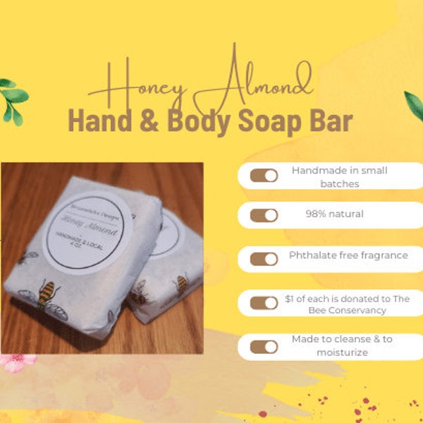 Vegan Honey Almond Hand & Body Soap Bar