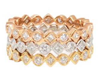 Tri-Color Diamond Band (Rose Gold, White Gold, & Yellow Gold)