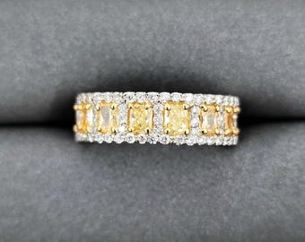Ravishing 4.17 ct Natural Yellow and Diamond Eternity Band