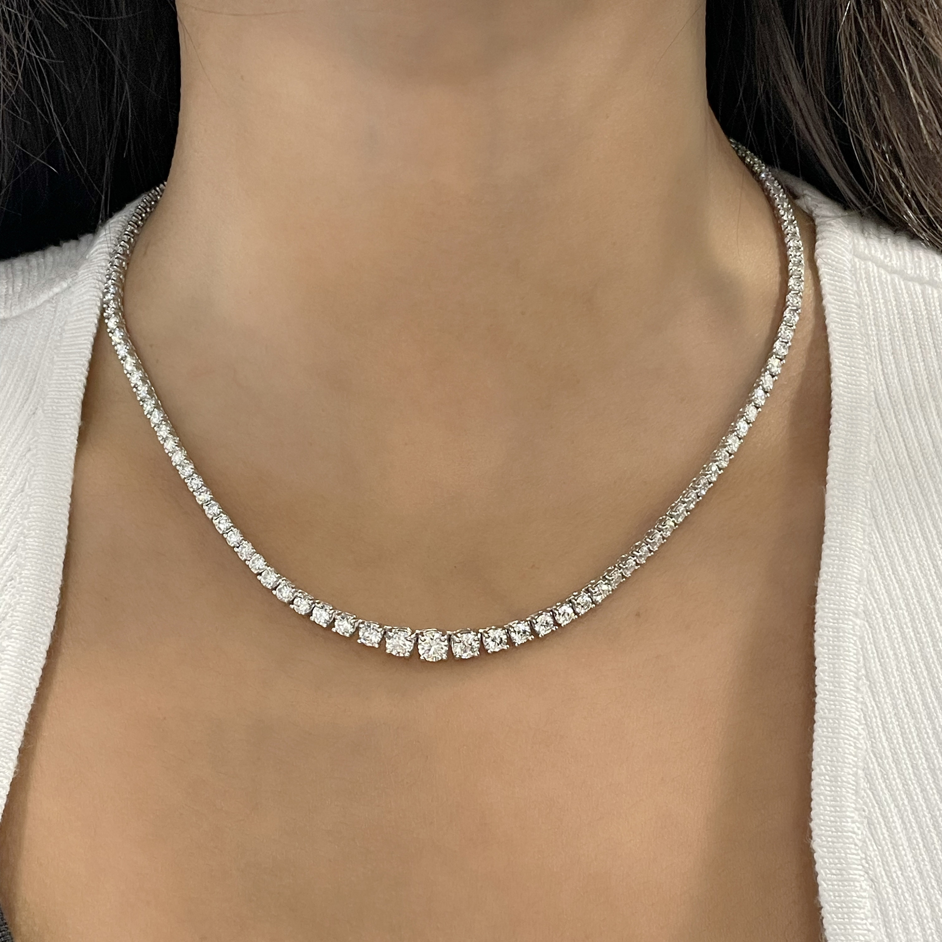 8.66CT Graduated Diamond Riviera Necklace – KFK, Inc.
