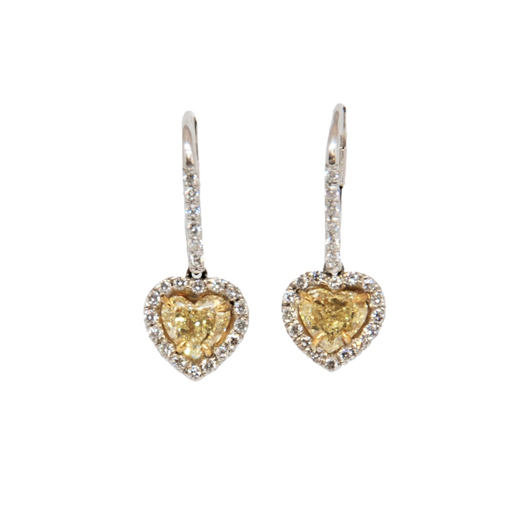 Heart Shaped Yellow Diamond Earrings - Etsy