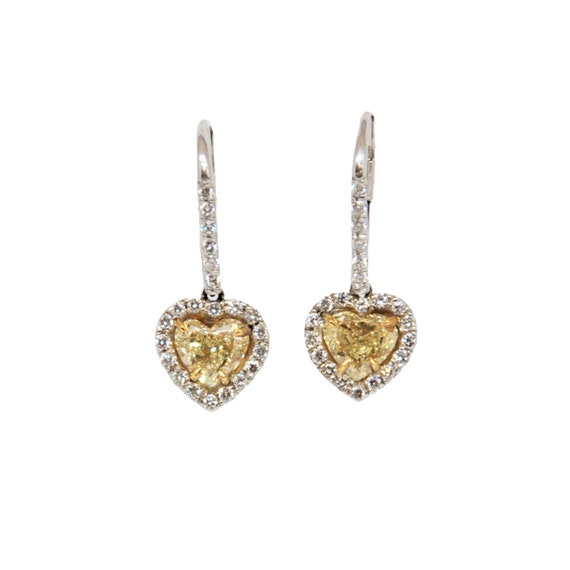 Heart Shaped Yellow Diamond Earrings | Etsy