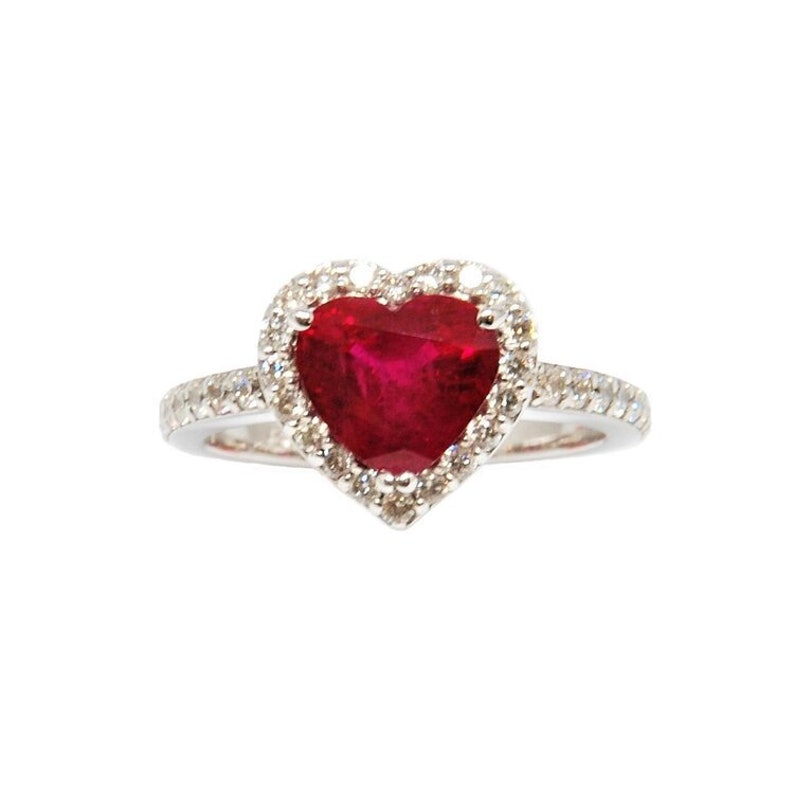 Heart Shaped Ruby Diamond Ring | Etsy